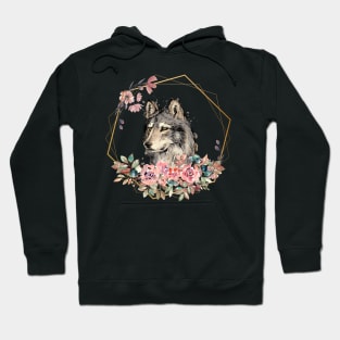 Wolf Face Floral Look Hoodie